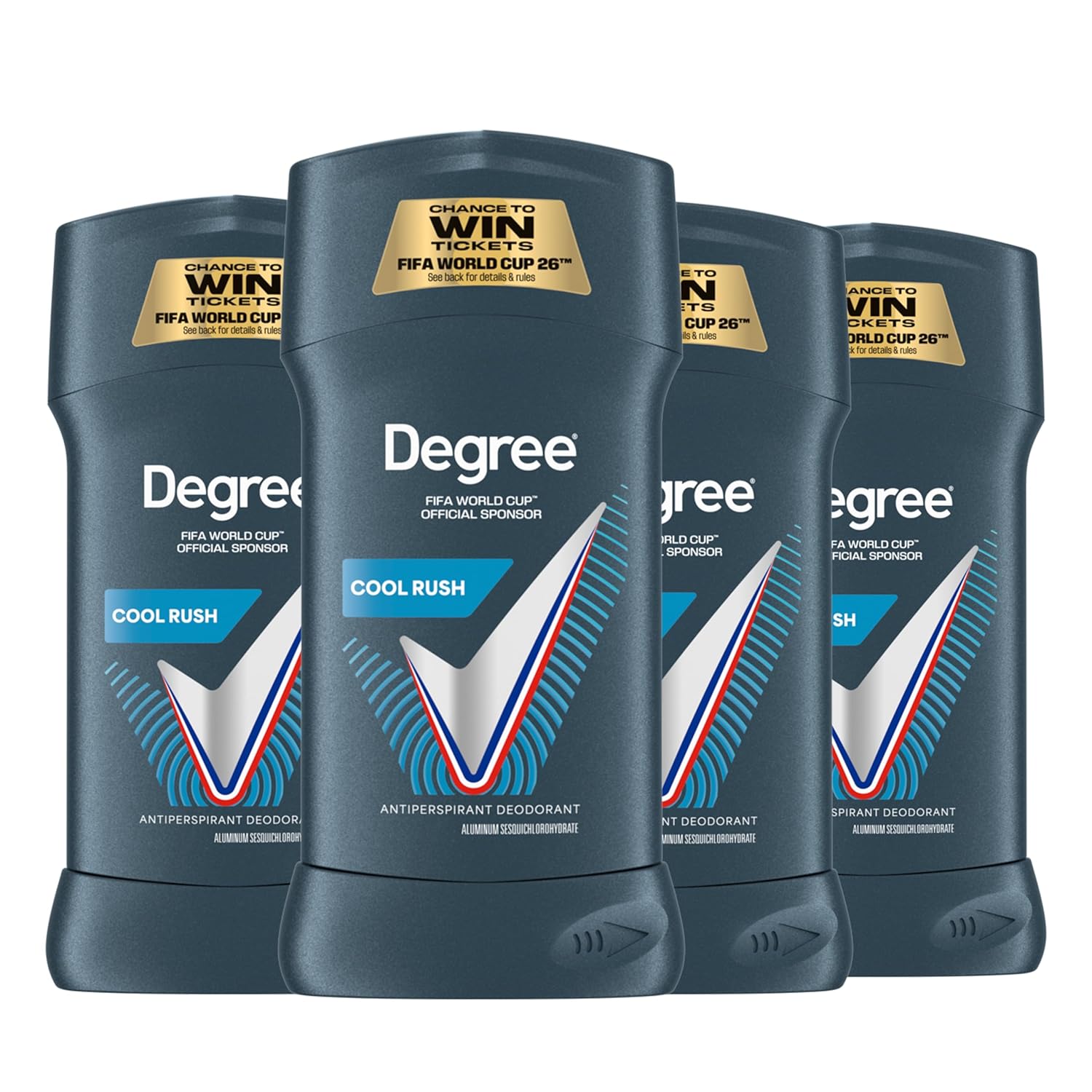Degree Men Advanced Protection Antiperspirant Deodorant 4 count Cool Rush 72-Hour Sweat and Odor Protection Antiperspirant For Men With MotionSense Technology 2.6 oz