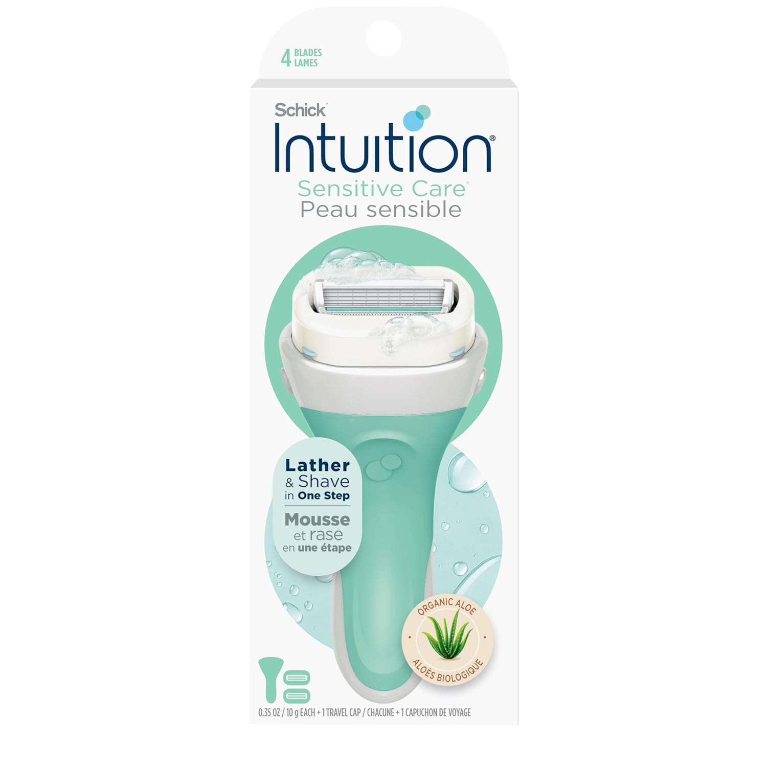 Schick Intuition Razors for Women with Sensitive Skin | 1 Razor &amp;amp; 2 Intuition Razor Blades Refill with Organic Aloe